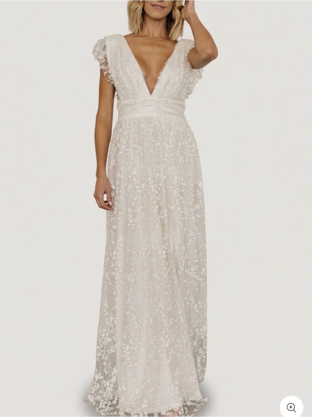 Baltic Born Cream V-Neck Lace Maxi Dress